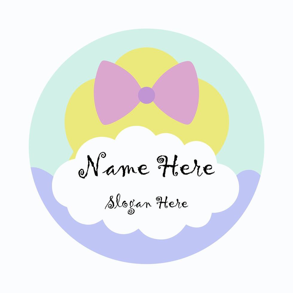 Pastel cloud and bow logo template handmade design vector