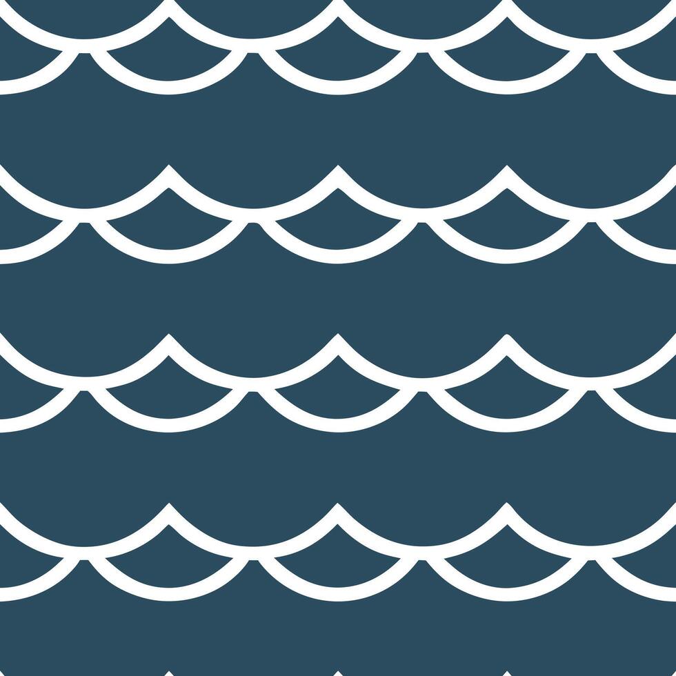 Seamless wave pattern dark blue white abstract background design vector