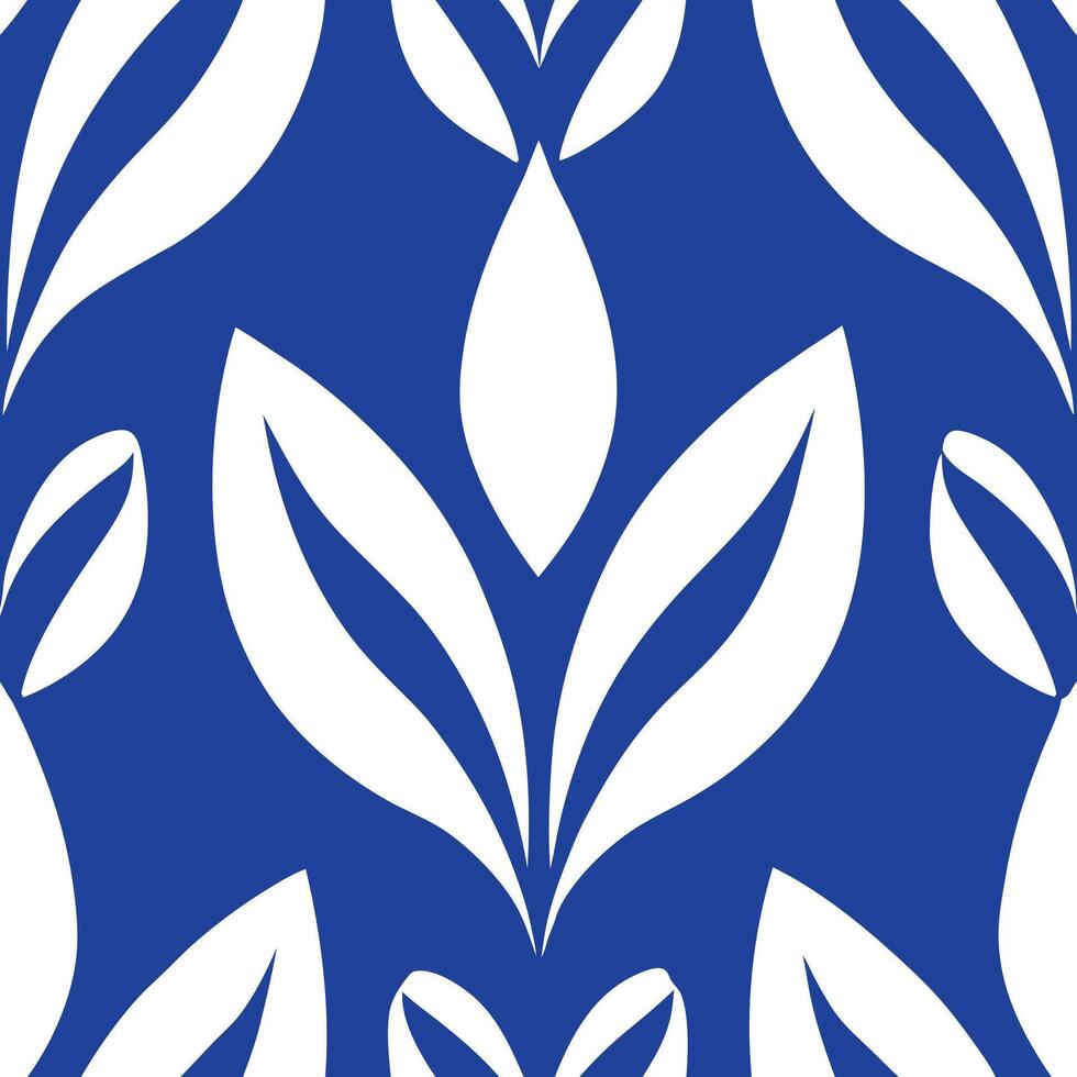 Abstract blue and white floral leaf pattern design vector