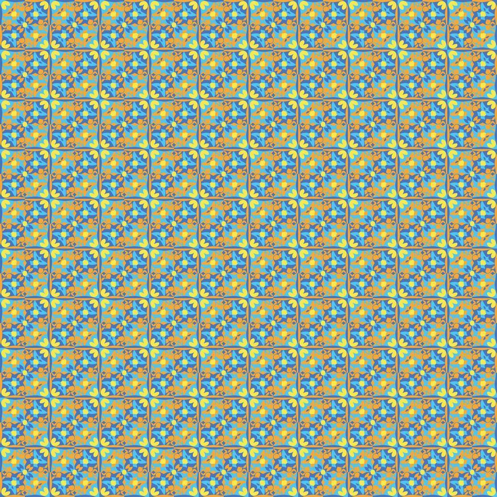 A blue and yellow pattern with a repeating pattern vector