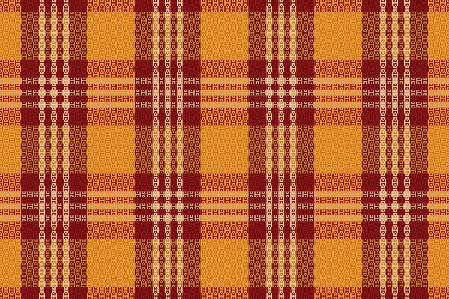 A plaid fabric with red and orange colors vector