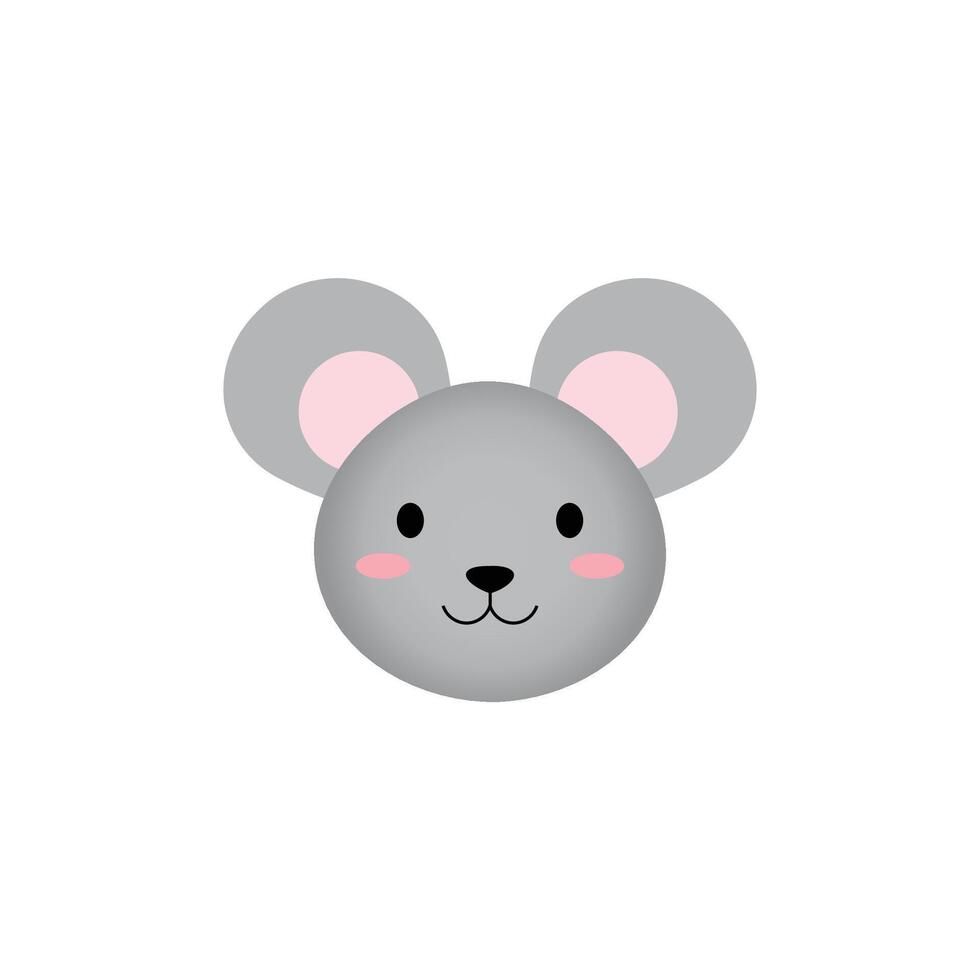 Cute Mouse Face Flat Animal Icon vector