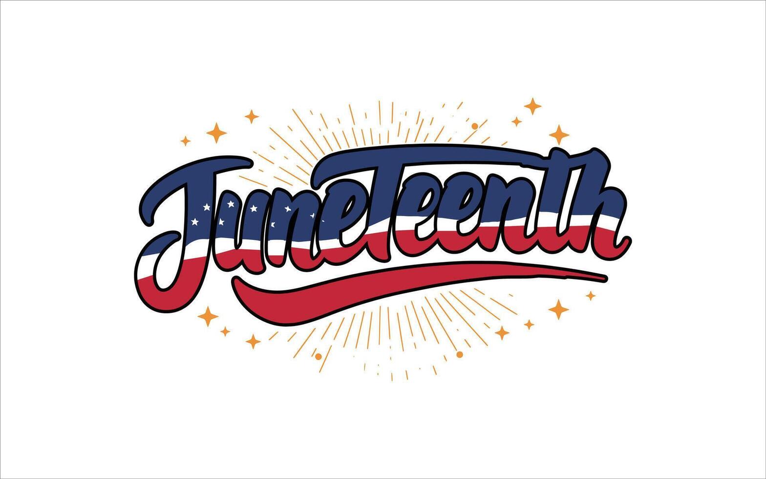 Vintage Patriotic Juneteenth Starburst Script vector