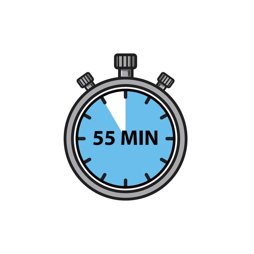 Flat Stopwatch Icons 55 Minutes vector