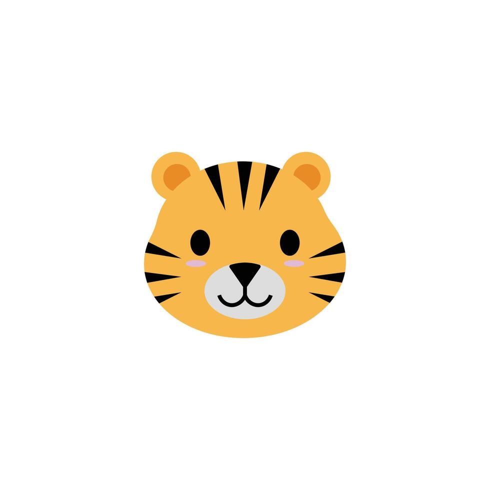 Tiger Face Icon for Kids Design vector