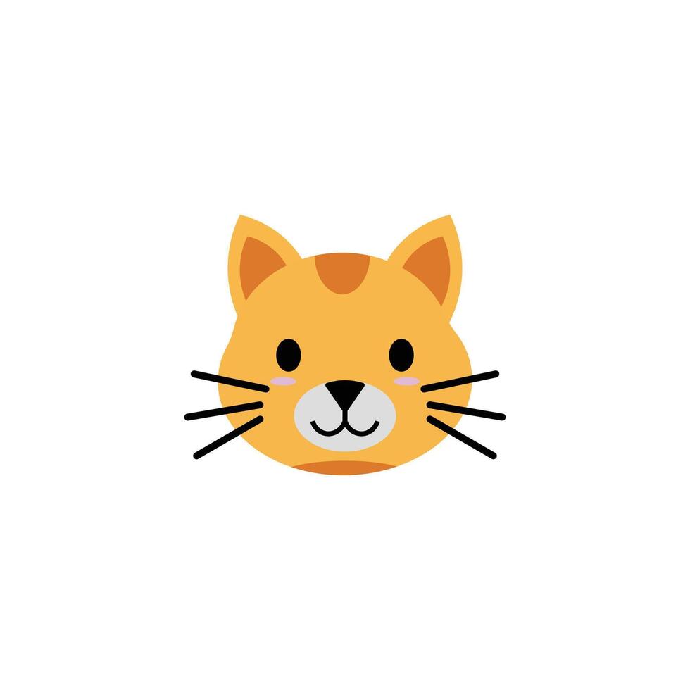 Cute Flat Cartoon Cat Face Icon vector