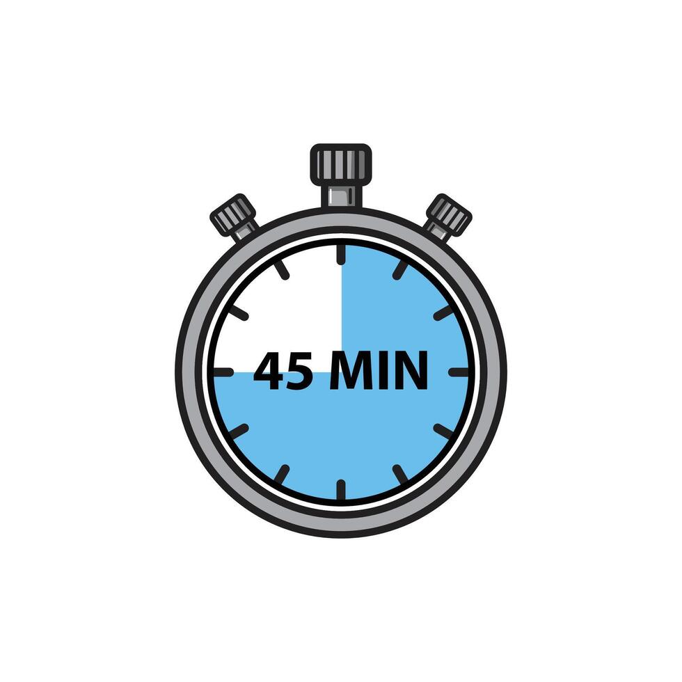 Flat Stopwatch Icons 45 Minutes vector