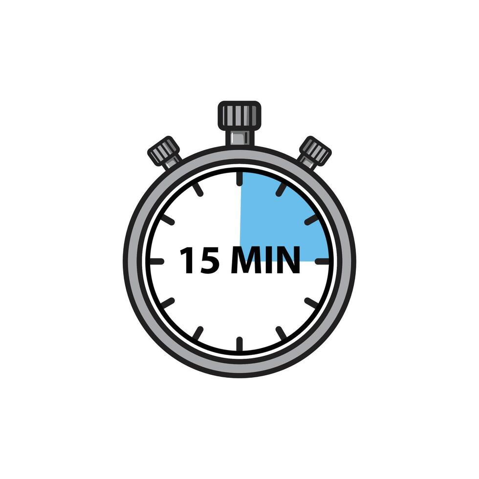 Flat Stopwatch Icons 15 Minutes vector