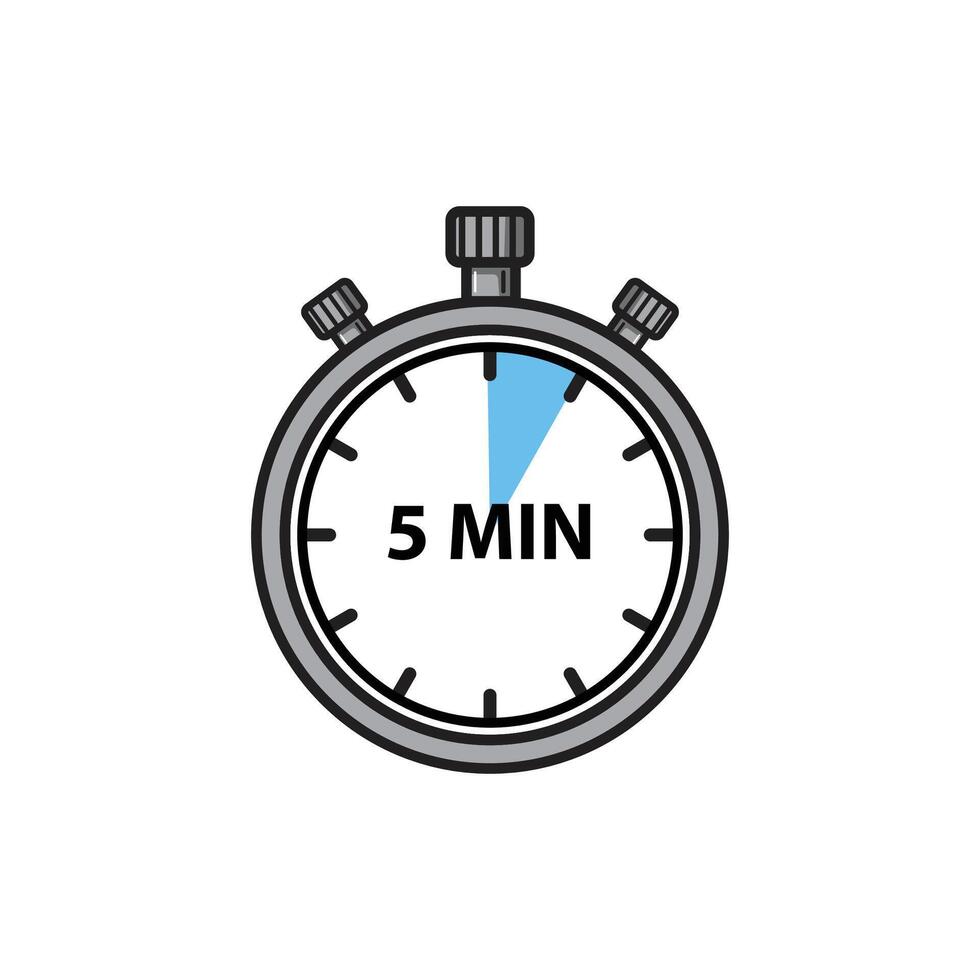 Flat Stopwatch Icons 5 Minutes vector