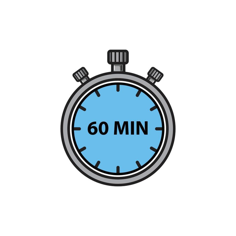 Flat Stopwatch Icons 60 Minutes vector