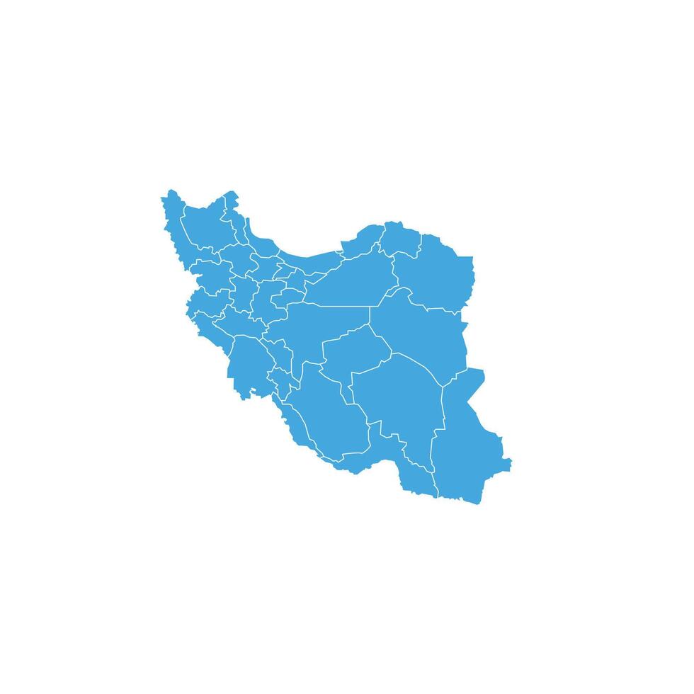 Flat blue map of Iran provinces vector