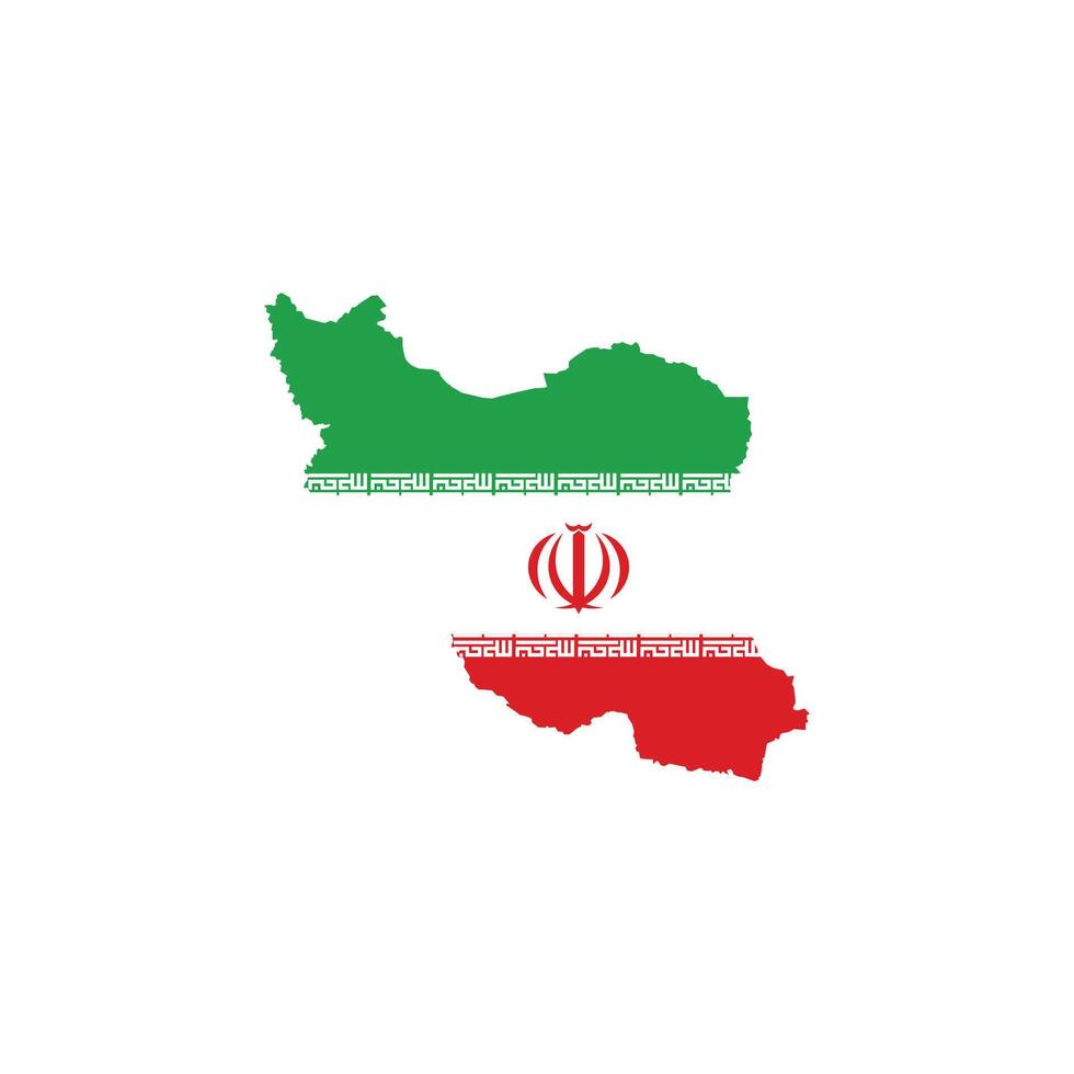 Iran map with national flag overlay vector