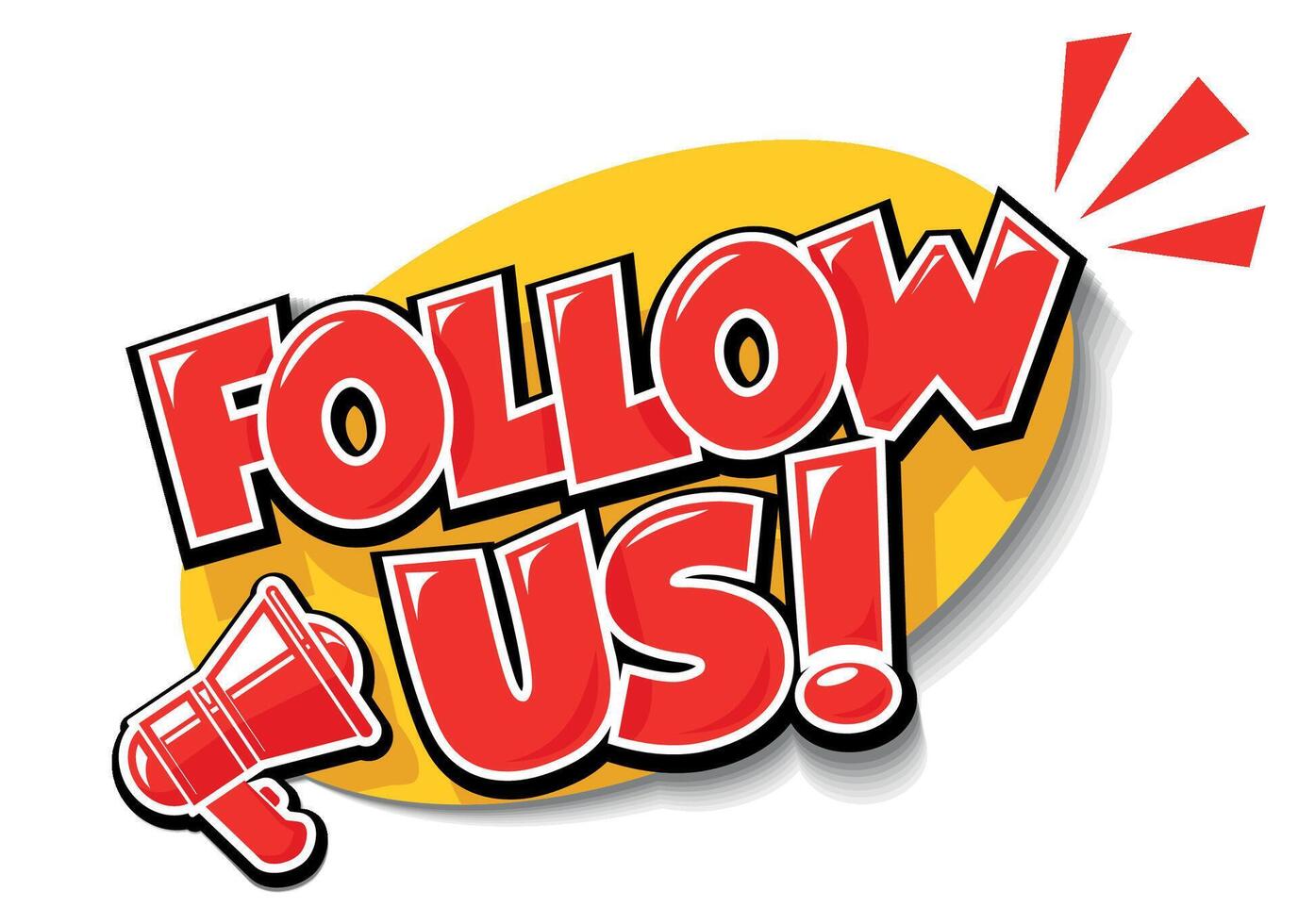 follow us link button with megaphone vector