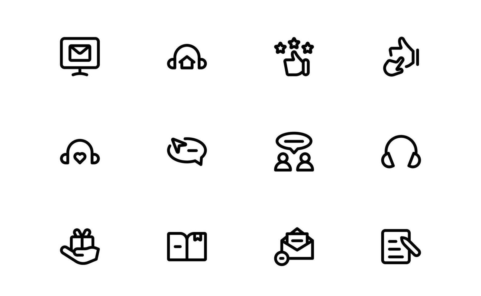 Support and Customer Service Icon bundle package. Scalable Icons for Client Care, Troubleshooting, Service Management, and Assistance vector
