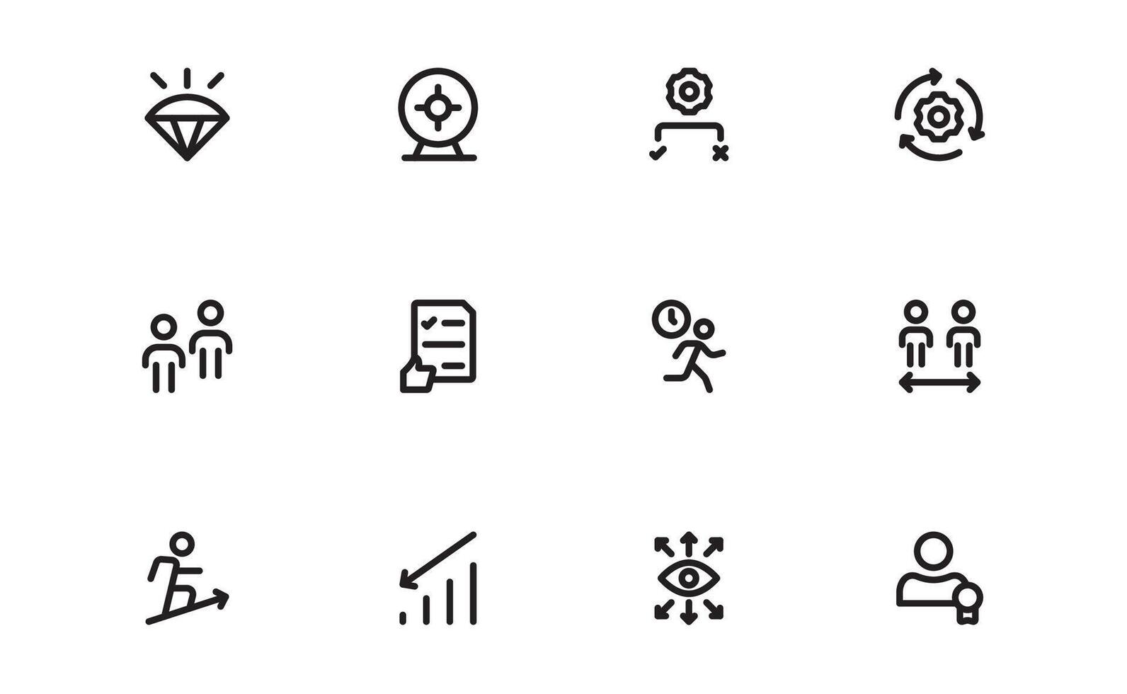 Modern Management Icons set package. High-Quality Icons for Business Leadership, Organization, Strategy, Workflow, and Team Collaboration Designs vector