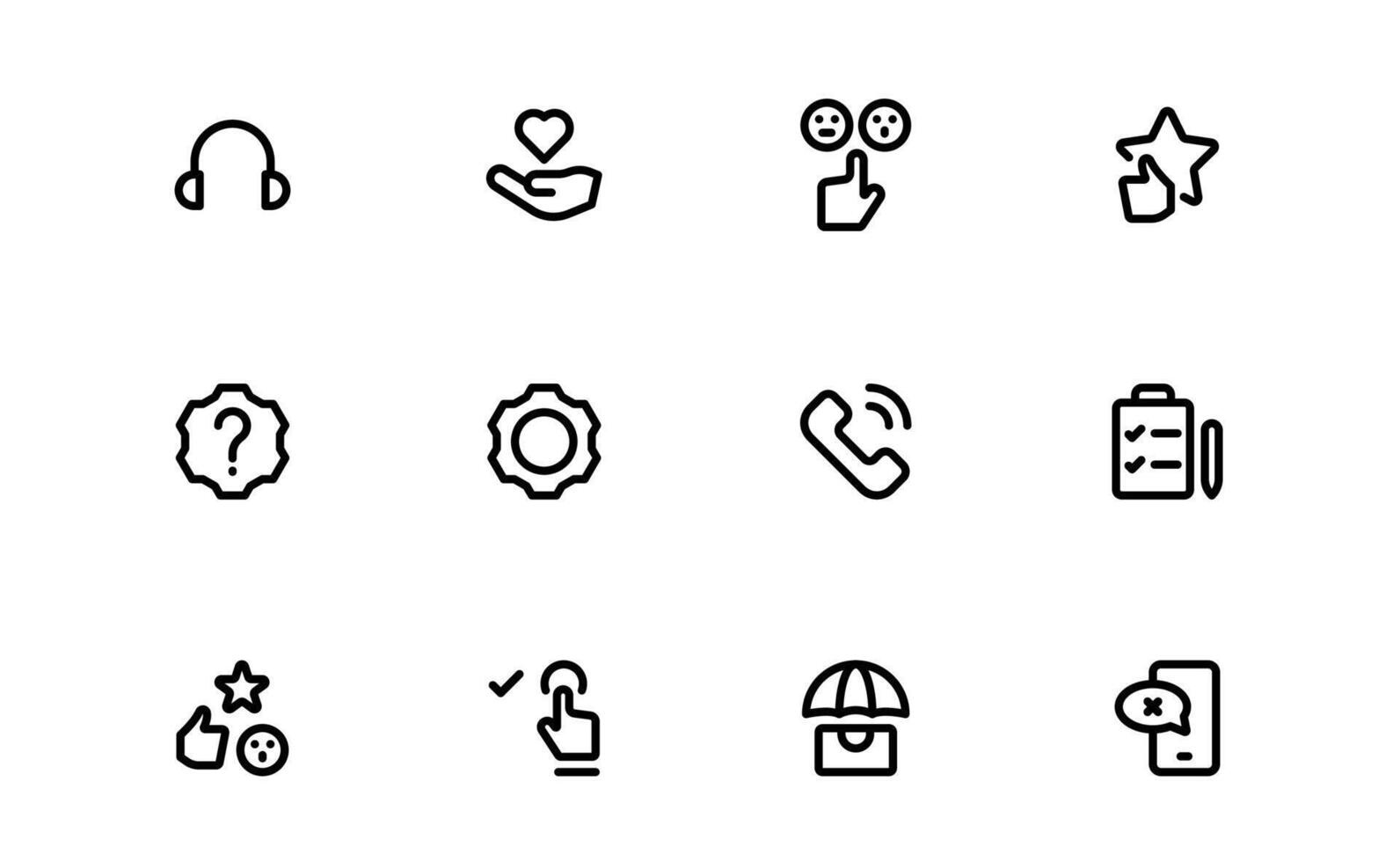 Support and Customer Service Icons Set. Scalable Icons for Client Care, Troubleshooting, Service Management, and Assistance vector
