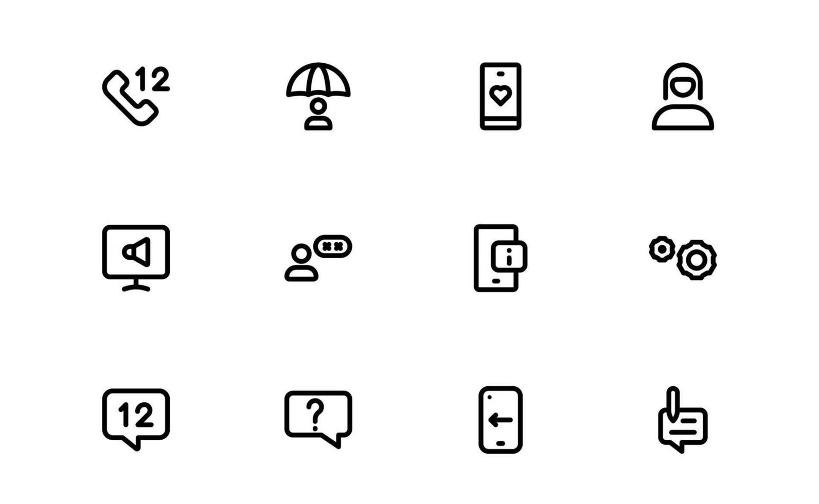 Support and Customer Service Icons pack. Scalable Icons for Client Care, Troubleshooting, Service Management, and Assistance vector