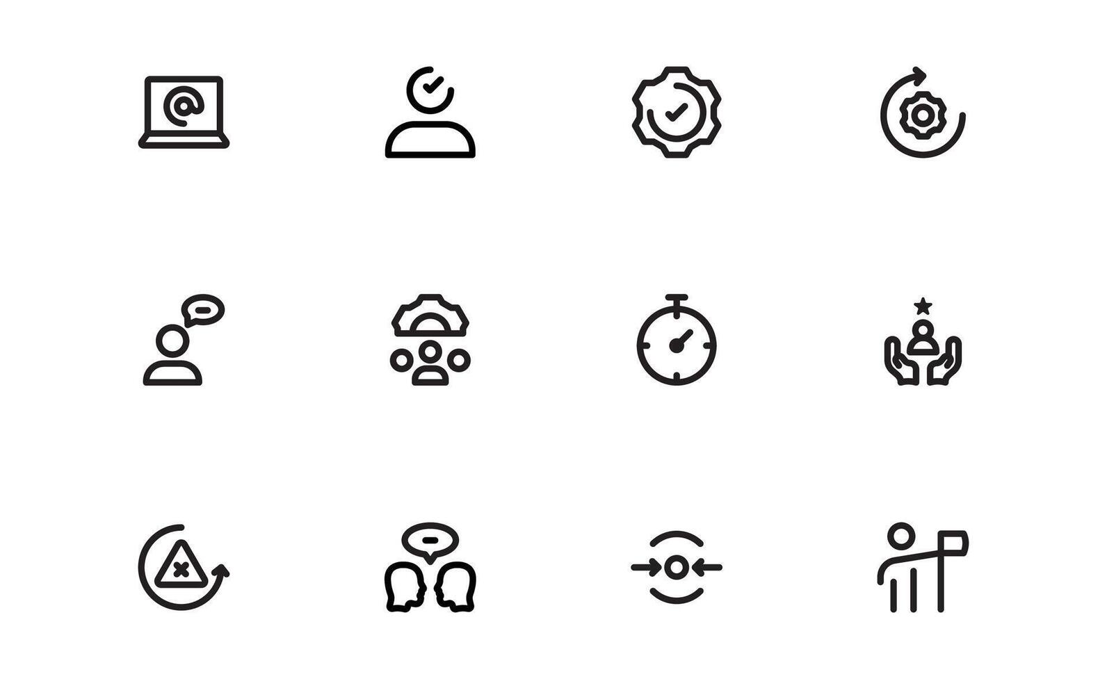 Modern Management Icons bundle pack. High-Quality Icons for Business Leadership, Organization, Strategy, Workflow, and Team Collaboration Designs vector