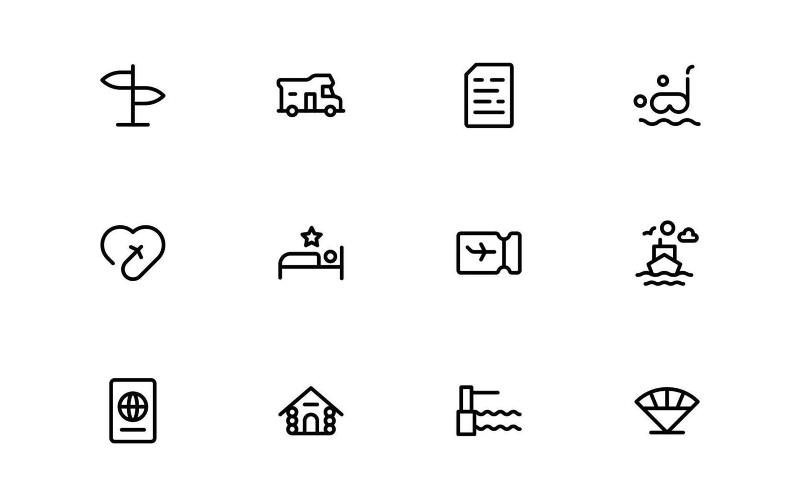 Vacation and Travel Icon set bundle. High-Quality Icons for Trip Planning, Exploration, and Travel Experiences vector