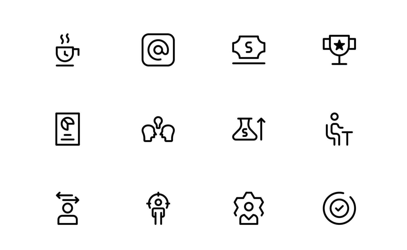 Modern Management Icons. High-Quality graphics for Business Leadership, Organization, Strategy, Workflow, and Team Collaboration Designs vector