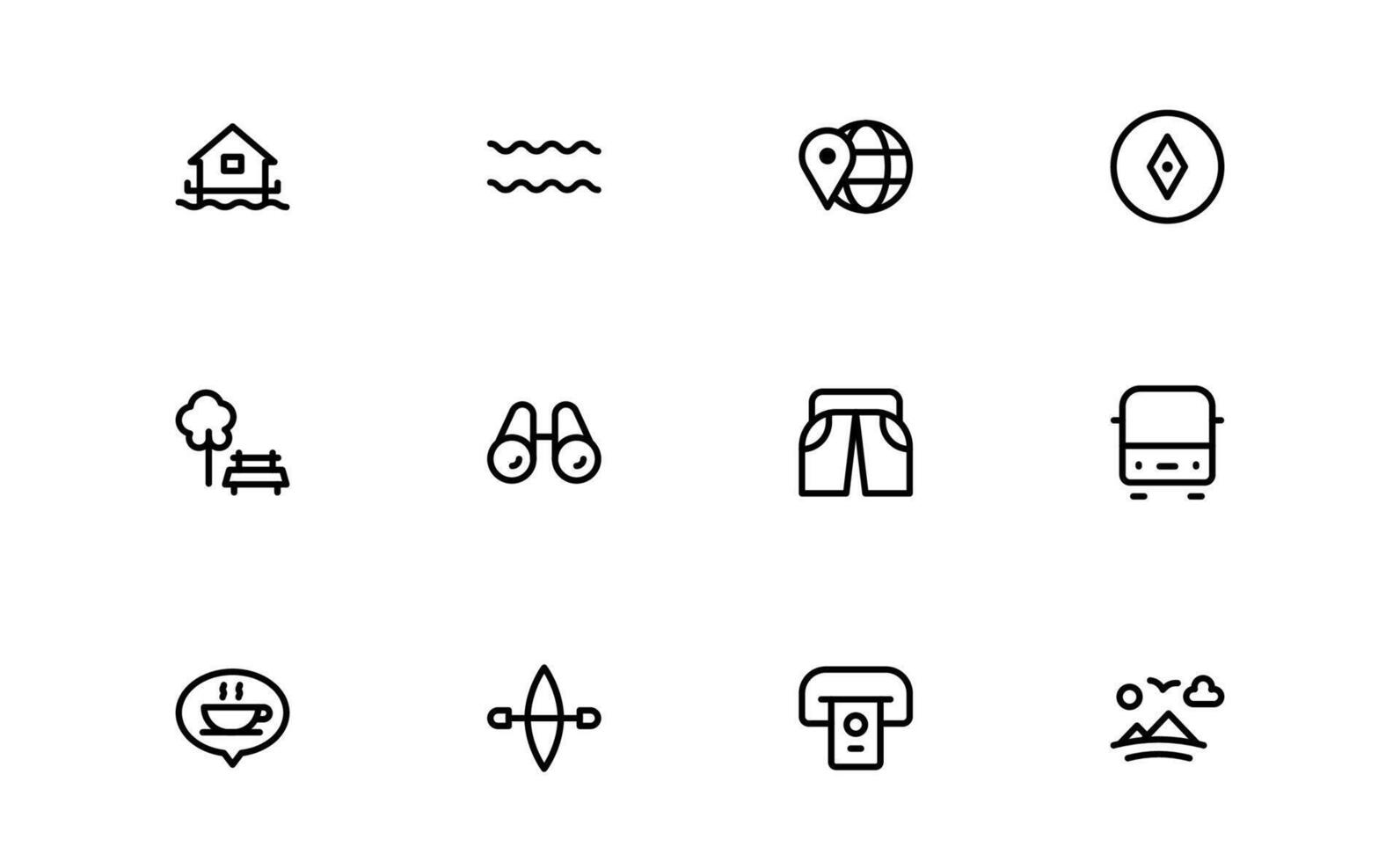Vacation and Travel Icon pack set. High-Quality Icons for Trip Planning, Exploration, and Travel Experiences vector