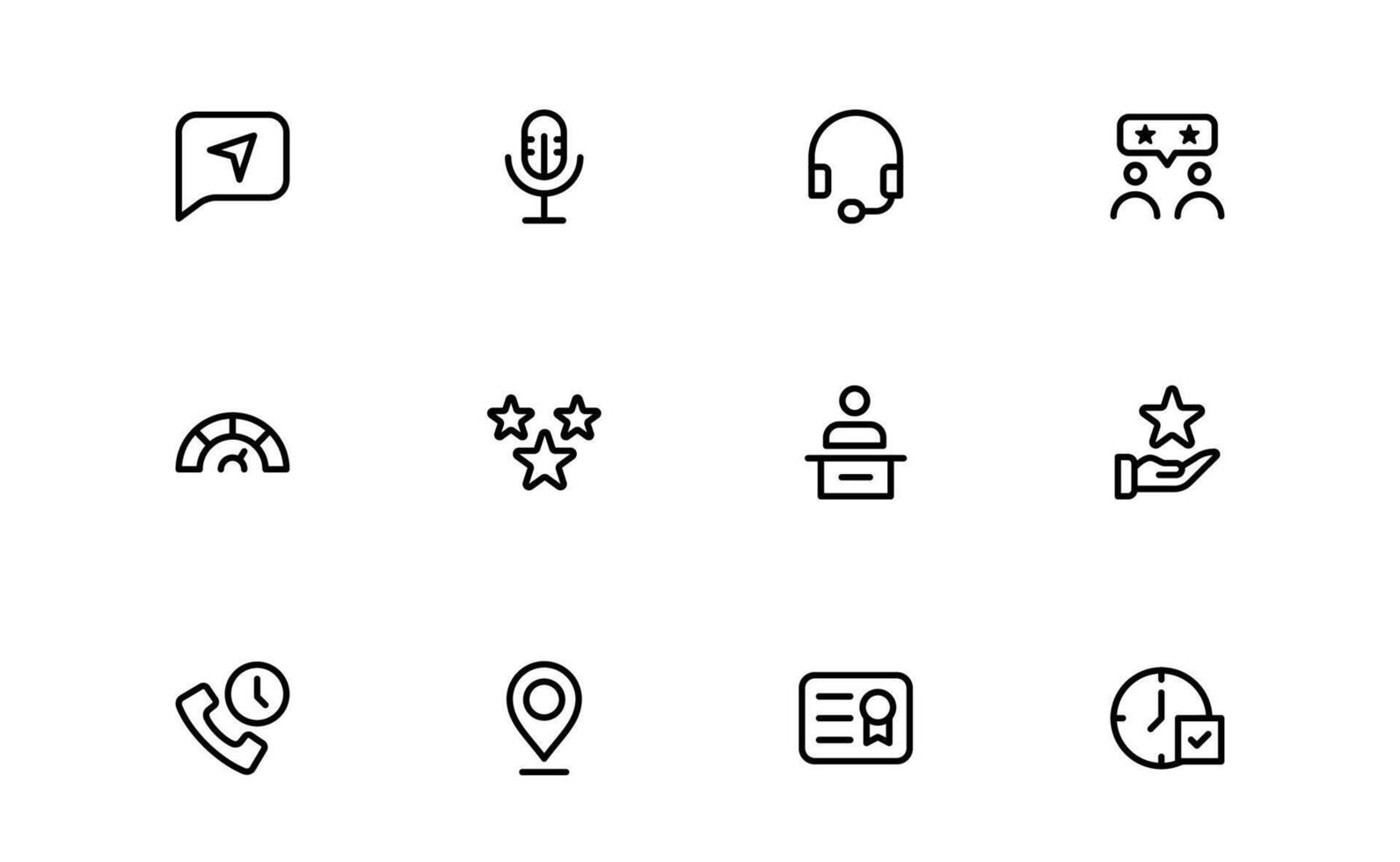 Support and Customer Service Icon bundle package. Editable Premium Icons for Client Care, Troubleshooting, Service Management, and Assistance vector