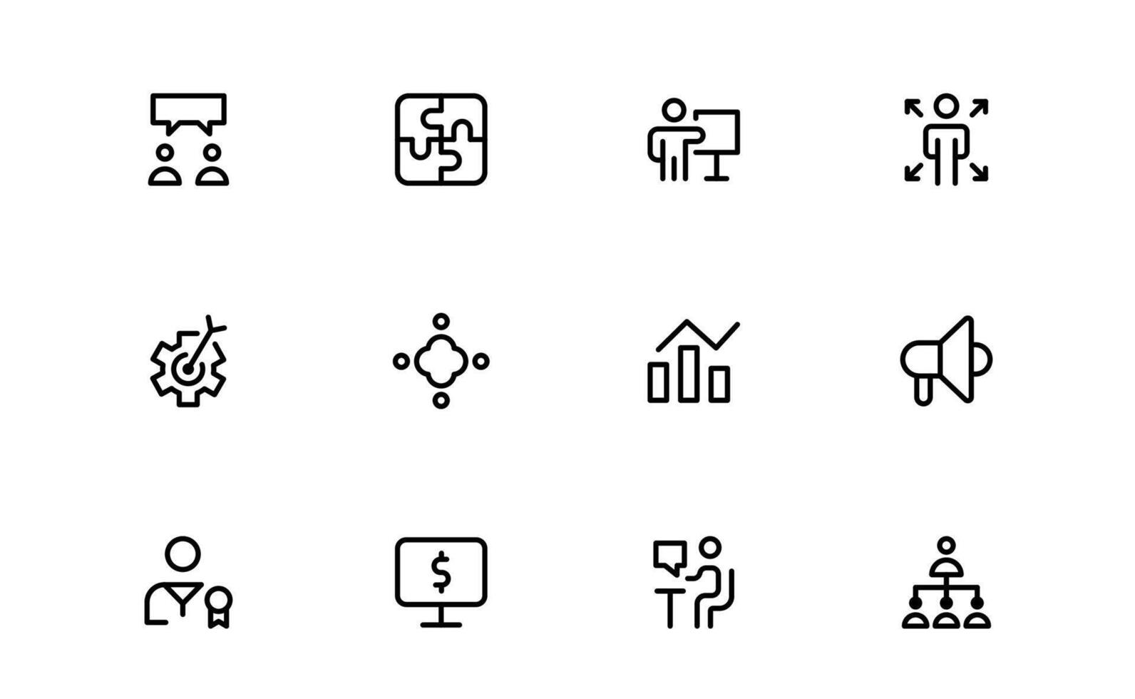 Modern Management Icon bundle collection. Editable High-Quality Icons for Business Leadership, Organization, Strategy, Workflow, and Team Collaboration Designs vector