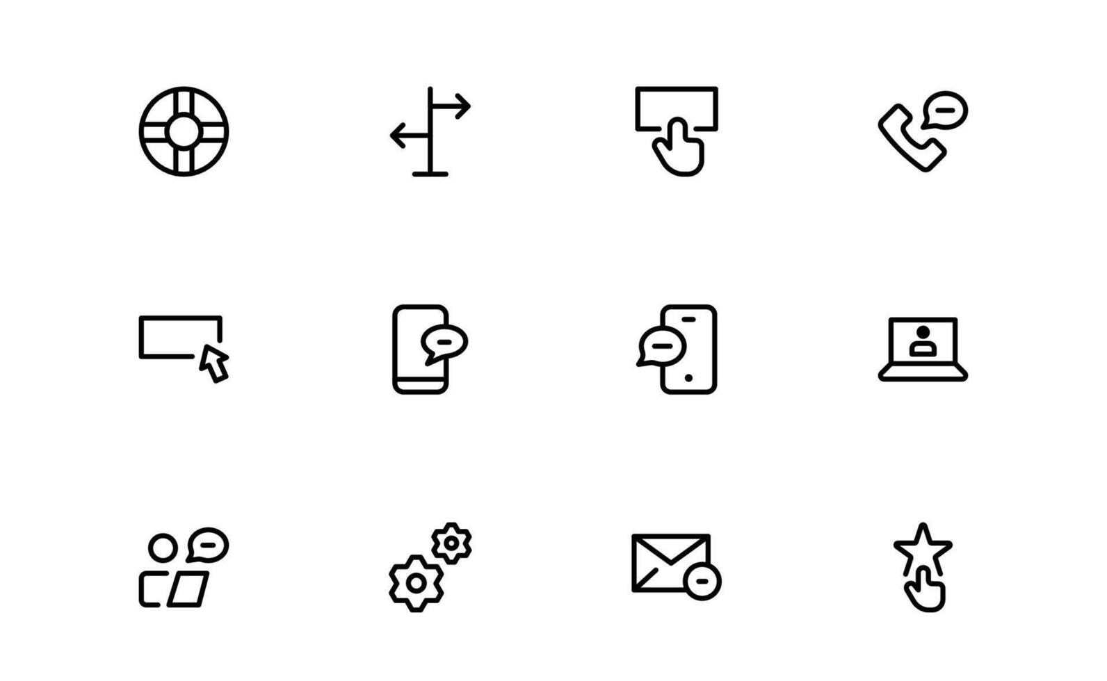 Support and Customer Service Icons. Editable Premium Icons for Client Care, Troubleshooting, Service Management, and Assistance vector
