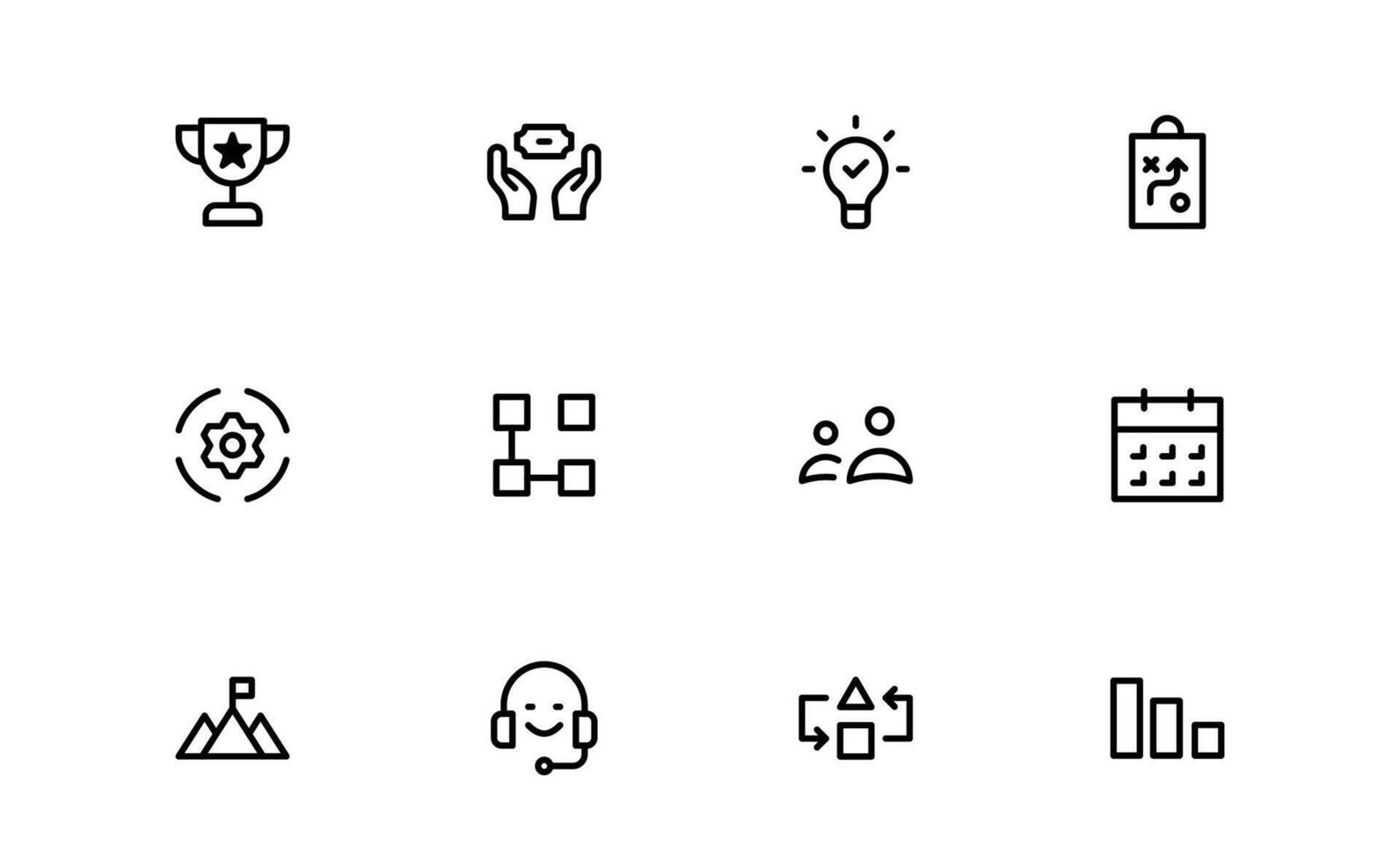 Modern Management Icons. Editable Professional High-Quality Icons for Business Leadership, Organization, Strategy, Workflow, and Team Collaboration Designs vector