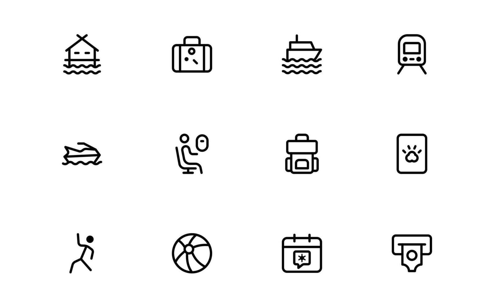 Premium Vacation and Travel Icon package bundle. High-Quality Icons for Trip Planning, Exploration, and Travel Experiences vector