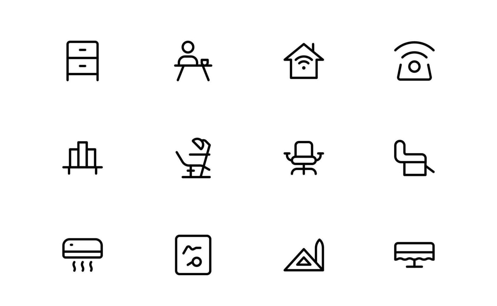 Home Decor and Interior Design Icon Pack bundle. Perfect Icons for Living Spaces, Decoration, and Home Styling vector