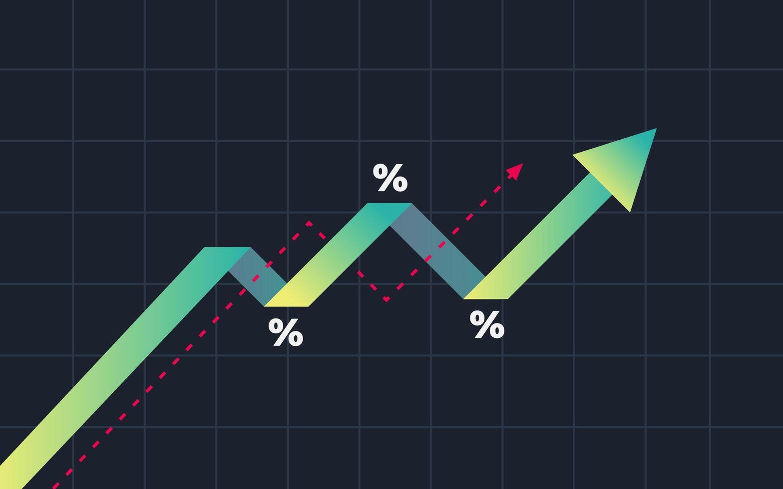 Business arrow graph rising up. Infographics charts vector