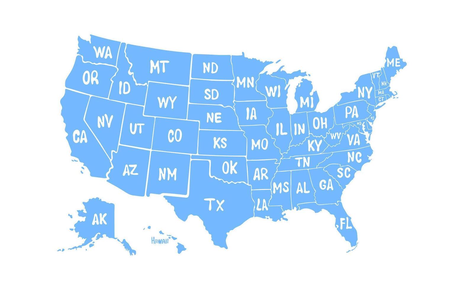 USA map. Painted map of the USA vector
