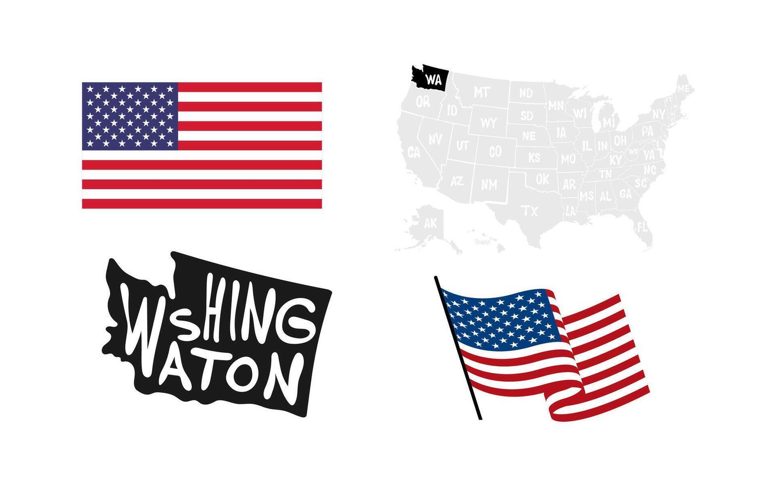 Washington State. USA flag. Map of the USA vector