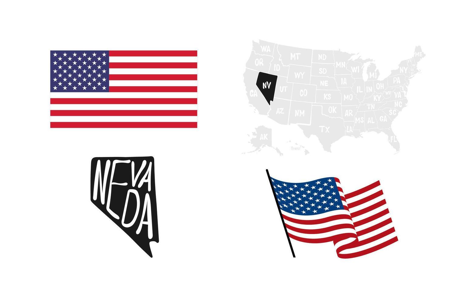Nevada State. USA flag. Map of the USA vector