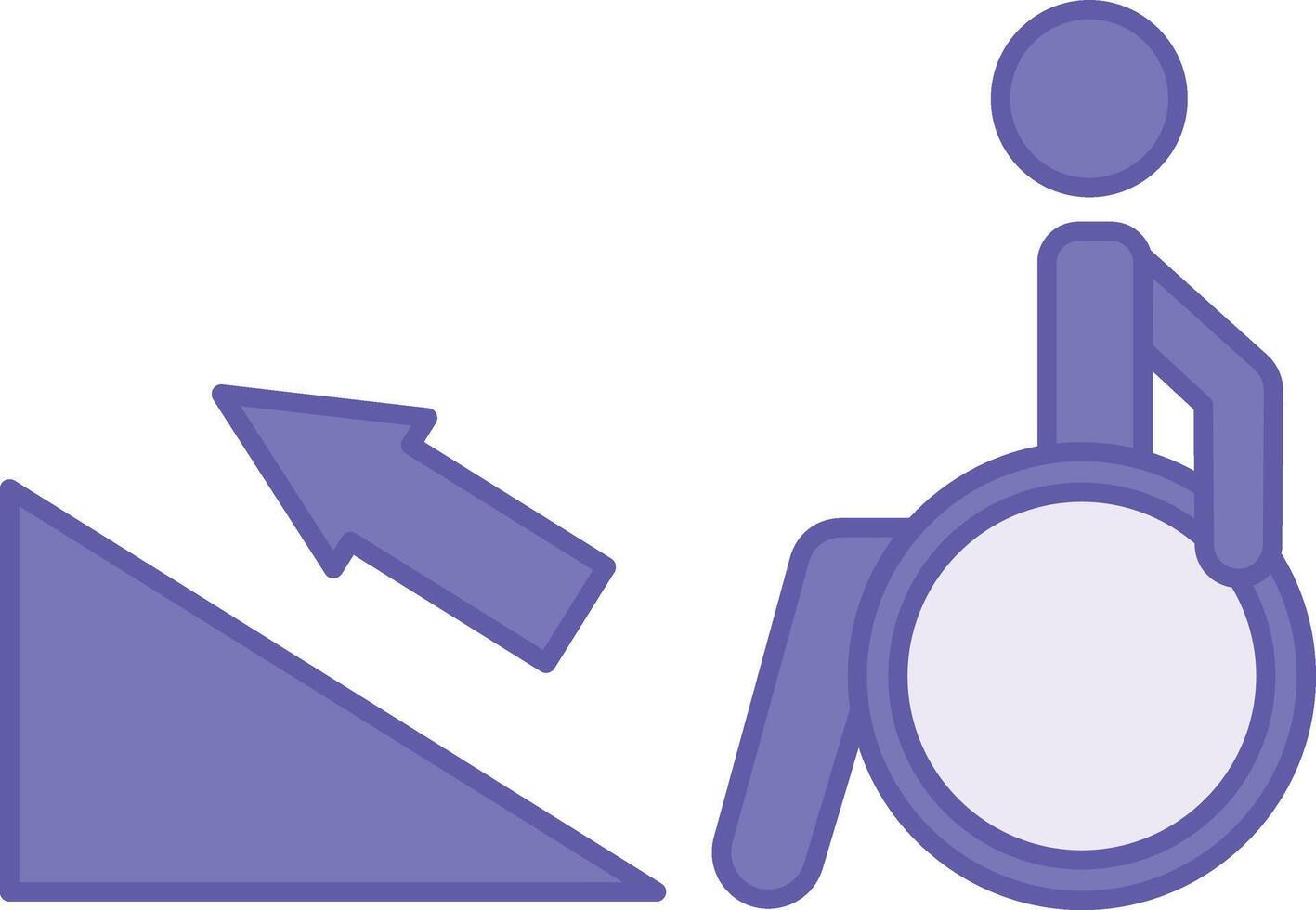 Colored Ramp Icon. Illustration. Disabled Person in Wheelchair Trying to Climb Ramp. Accessibility, Medicine. Disability Concept vector
