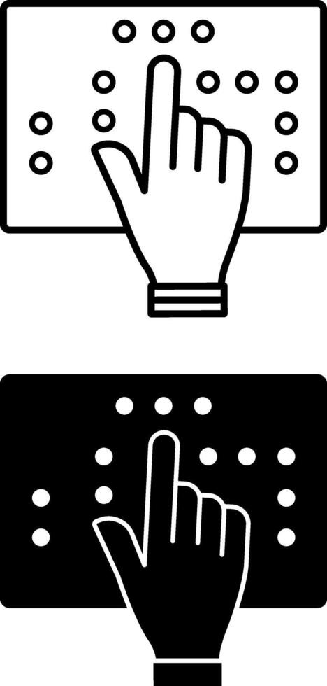 Braille Icons. Black and White Illustrations. Raised Dot Tactile Font for Writing and Reading of Blind People. Disability Concept vector