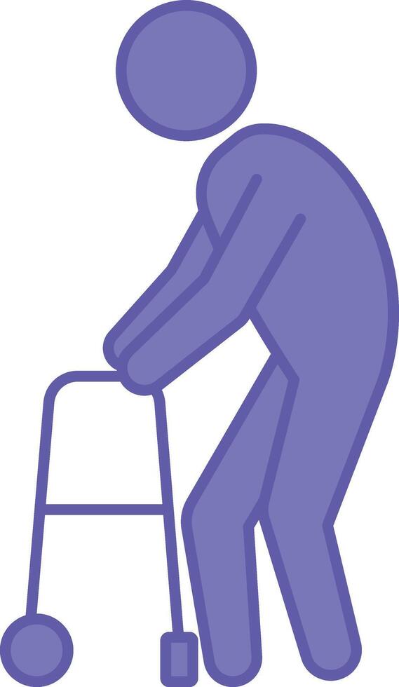 Colored Walker Icon. Illustration. Device for Sick Person Mobility. Disability Concept vector