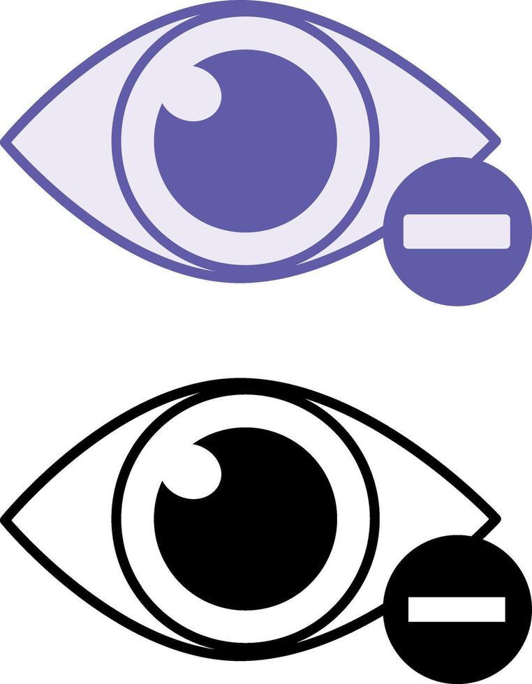 Myopia Icons. Illustrations. Vision Defect, Nearsightedness. Person Has Bad Farsightedness. Disability Concept vector