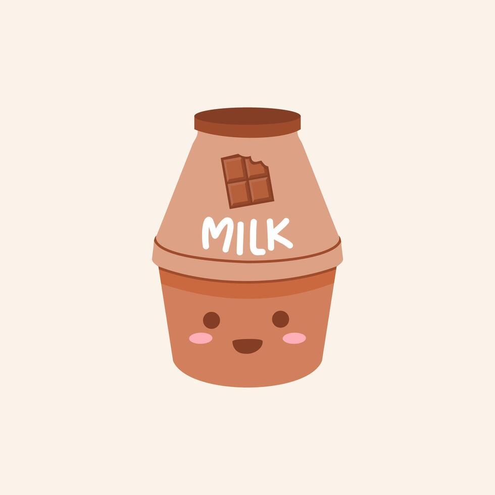 Cute Korean Chocolate Bottle with Face. Cartoon Character Illustration vector
