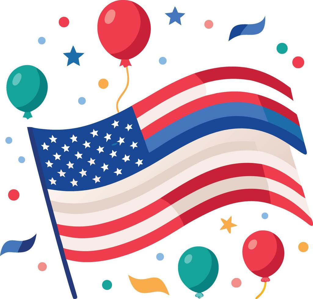 USA Independence Day 4th July poster with waving flag vector