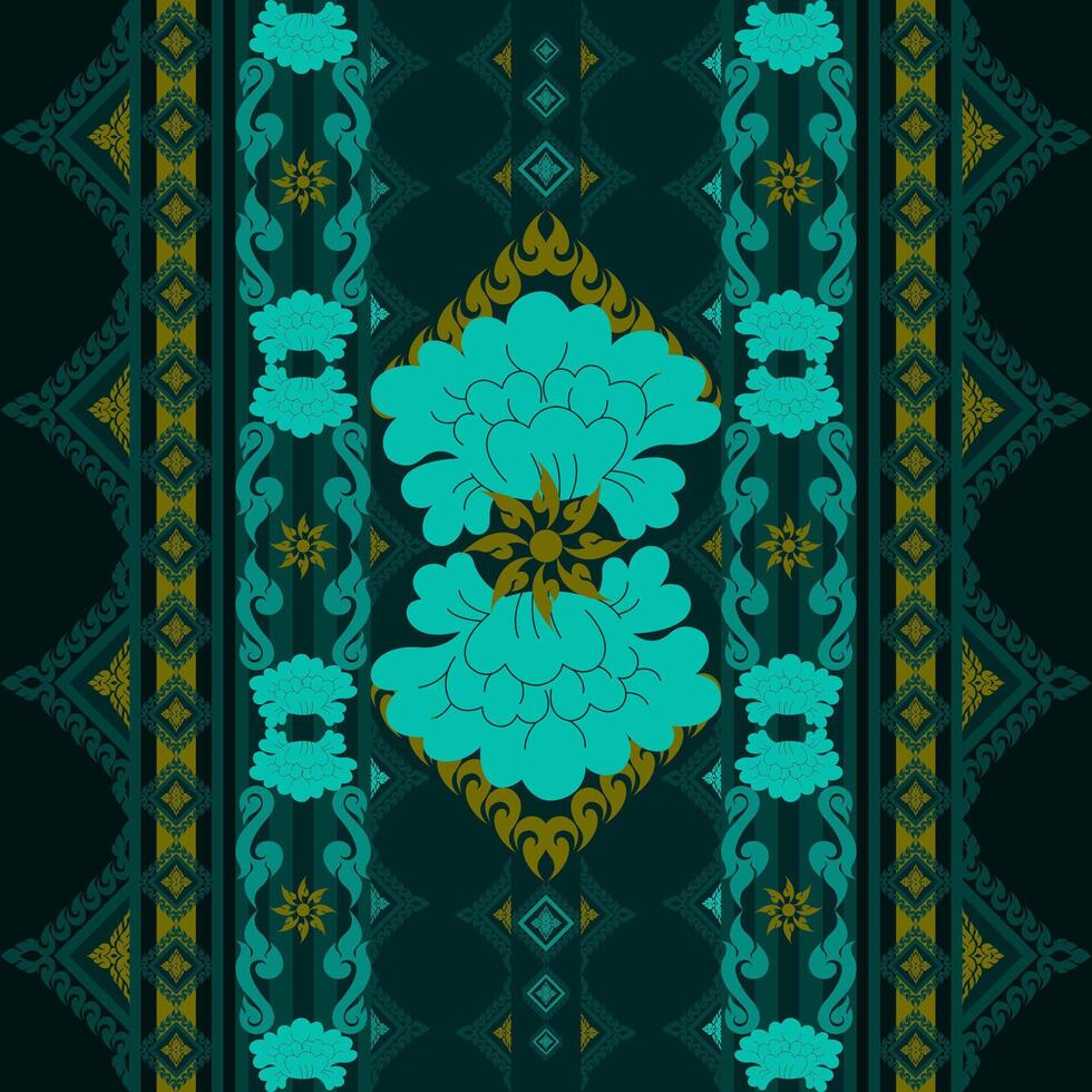 Native carpet pattern composed of Damask and Thai patterns vector
