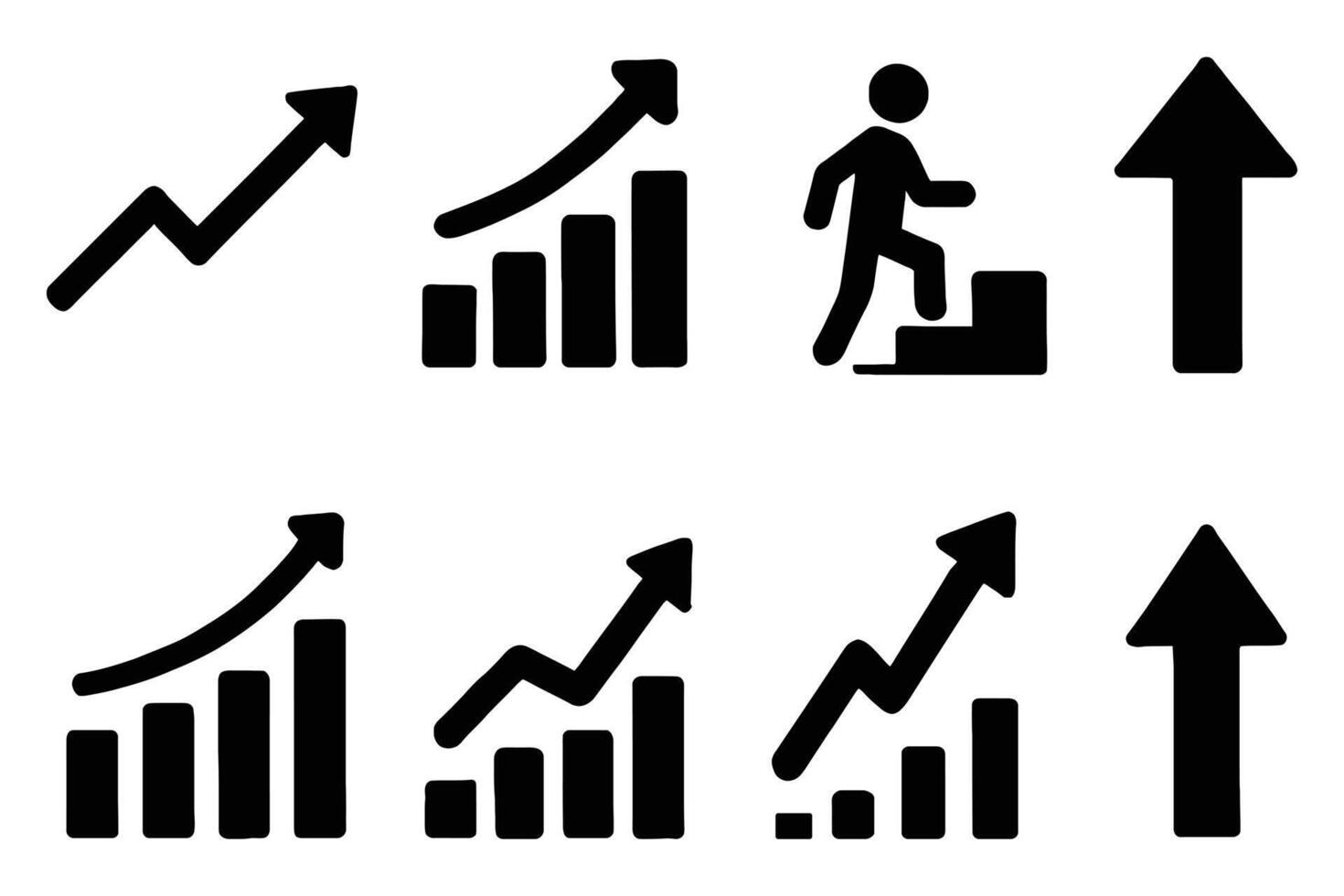 Growth chart icons set isolated on white background vector