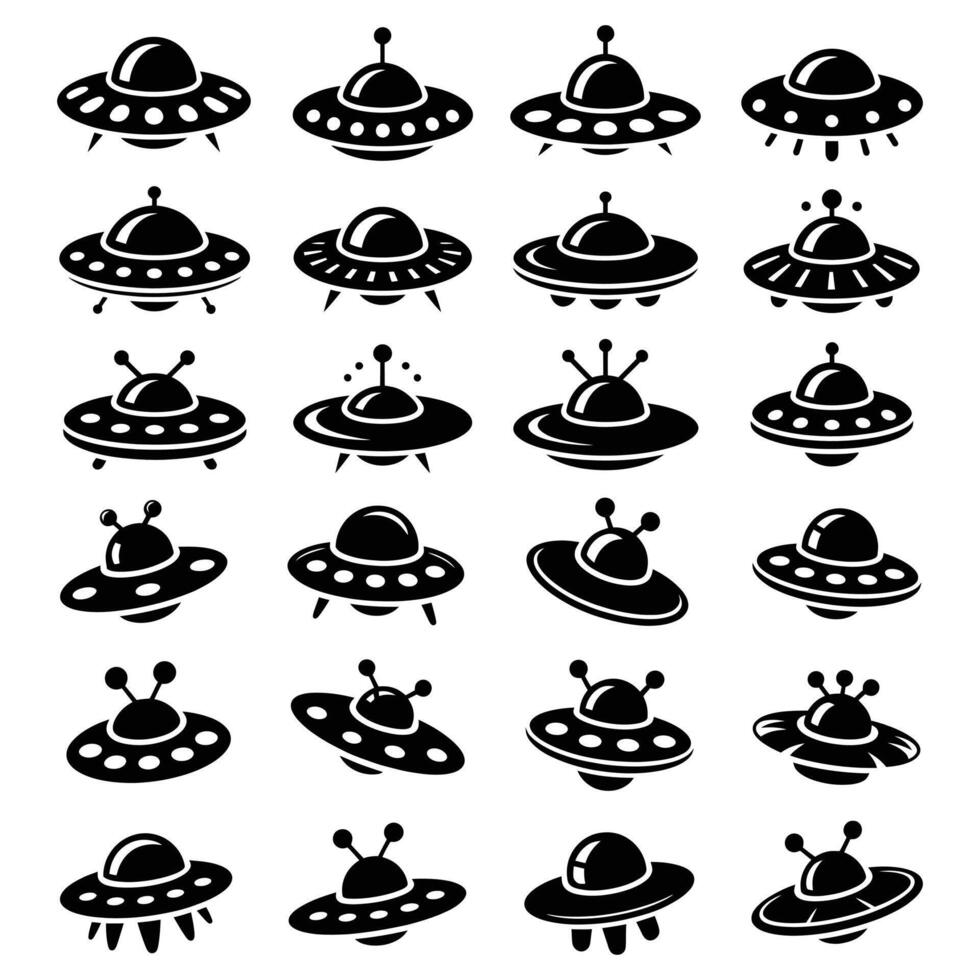 Collection of ufo icons isolated on white background vector