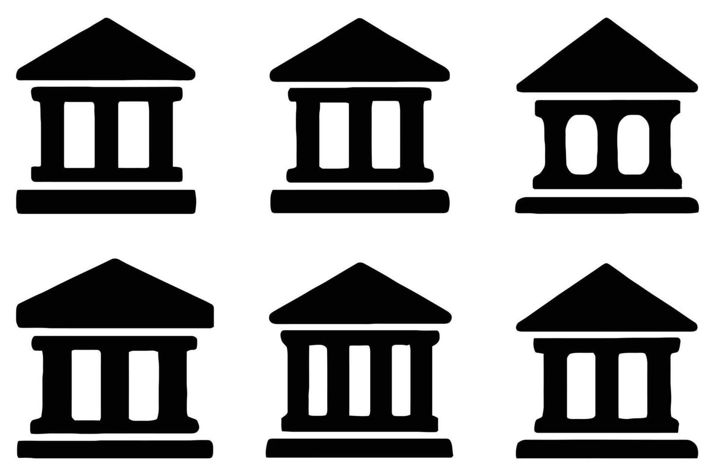 Six temple icons set isolated on white background vector
