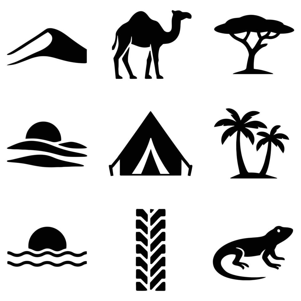 Safari adventure icons set isolated on white background vector