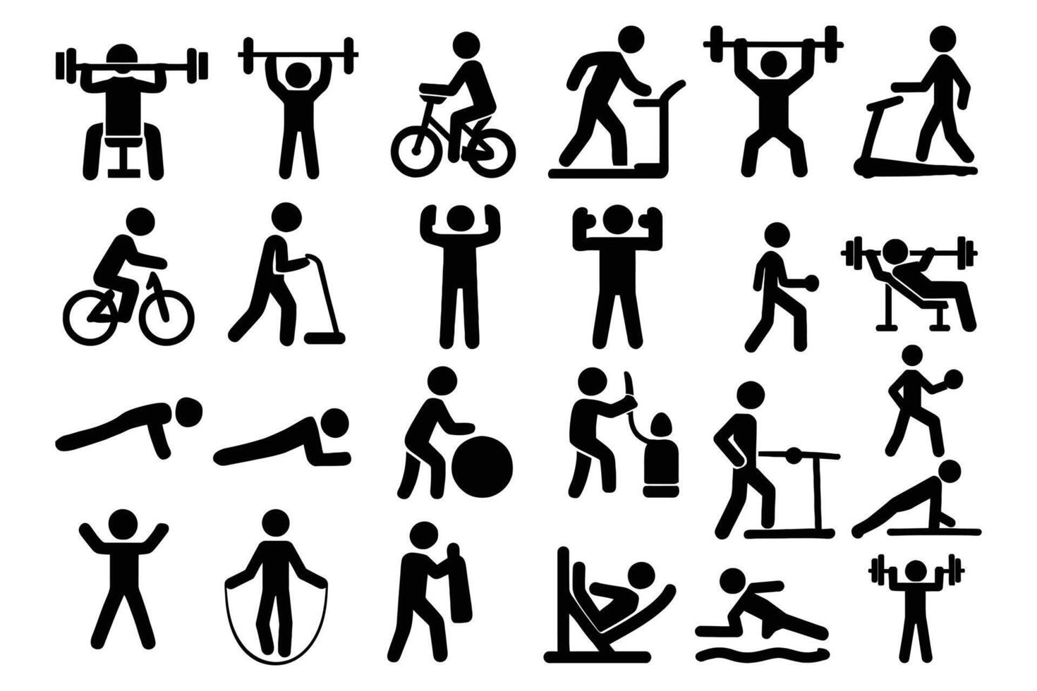 Fitness activities pictogram set isolated on white background vector