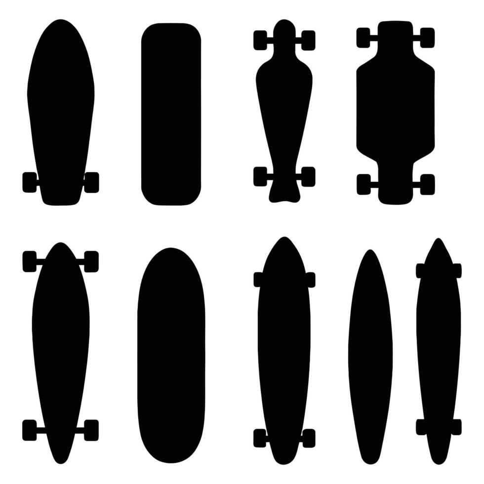 Skateboard silhouettes collection isolated on white background vector