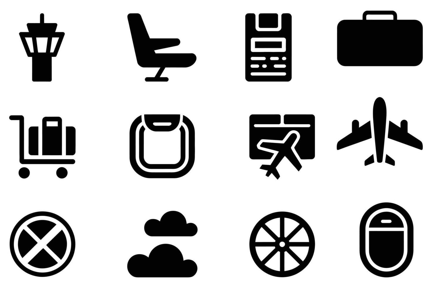Airplane travel icons set isolated on white background vector