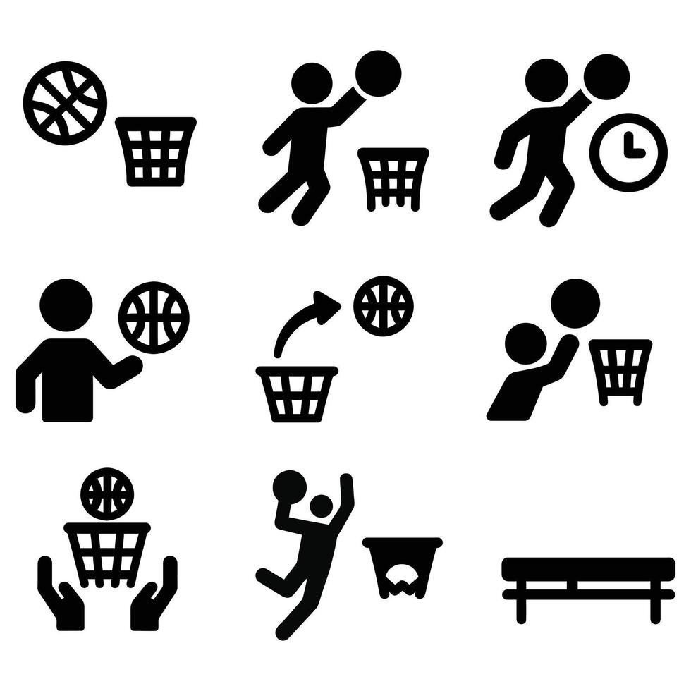 Basketball icons set isolated on white background vector